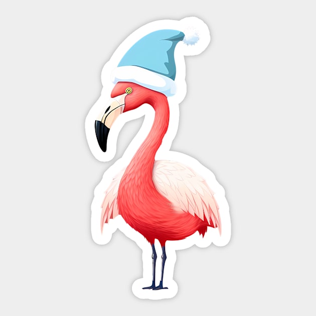 Funny Flamingo Santa Tropical Christmas Sticker by logiamerch